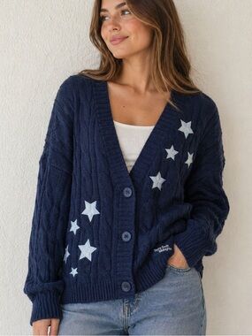 Taylor Swift Rare Official Midnights Knit Cardigan Size Small Navy Stars